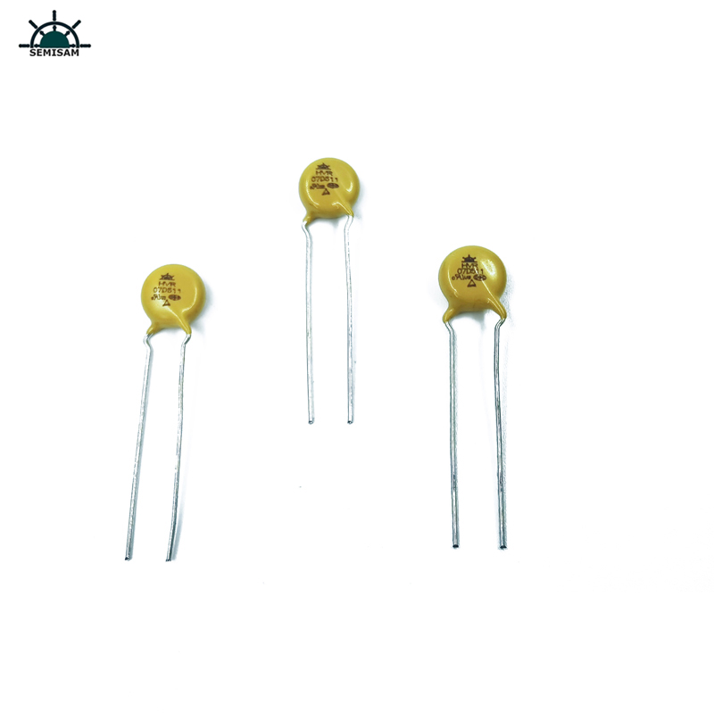 ผู้ผลิตเดิม Long Lead, สีเหลืองซิลิคอน MOV 7D511 510 โวลต์ 7 มิลลิเมตรตัวต้านทาน MOP Varistor