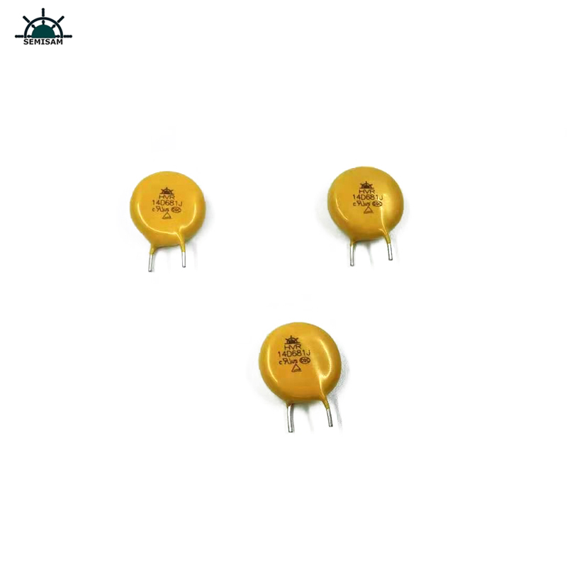 ODM ราคาที่ต่ำกว่าการบริการที่ดีสีเหลืองไฟกระชากสูง 14 มิลลิเมตร HVR14D681K ซิงค์ออกไซด์ Varistor สำหรับไฟ LED