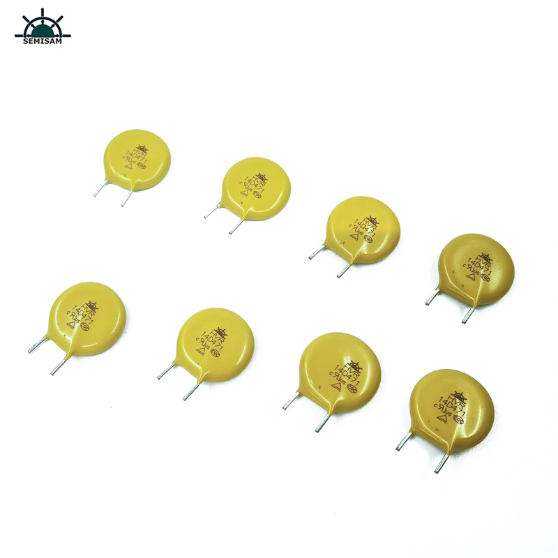 ผู้ผลิตจีนมีอยู่ผลิตภัณฑ์, สีเหลืองตัดสั้น kink mov ต้านทาน 18mm 14d471 470v varistor mov
