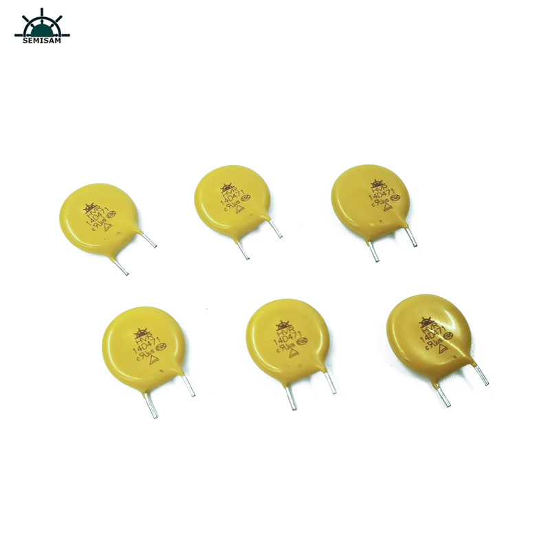 ผู้ผลิตจีนมีอยู่ผลิตภัณฑ์, สีเหลืองตัดสั้น kink mov ต้านทาน 18mm 14d471 470v varistor mov