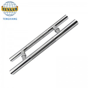 ปรับแต่งหลอดวงกลมสมัยใหม่ H ประเภทสแตนเลสเลื่อนดึงประตูอุปกรณ์ห้องน้ำประตูห้องอาบน้ำประตูกระจกจับ