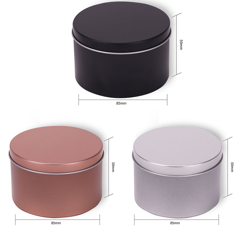 8 ออนซ์สีดำเทียนเทียนขวดน้ำมันหอมระเหยบรรจุภัณฑ์โลหะขวดเทียน 85 * 50 มิลลิเมตร