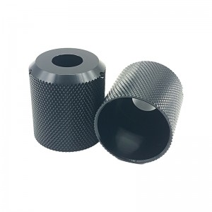Knurled cnc อลูมิเนียมเครื่องจักรกลเปลี่ยนสีสีดำอะโนไดซ์ชิ้นส่วน