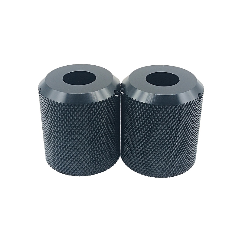 Knurled cnc อลูมิเนียมเครื่องจักรกลเปลี่ยนสีสีดำอะโนไดซ์ชิ้นส่วน