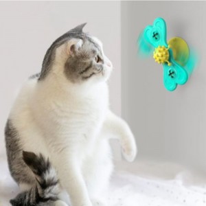 แมวกังหันลมของเล่นตลกนวดหมุนของเล่นแมวที่มีหญ้าตาข่ายฟันทำความสะอาดผลิตภัณฑ์สัตว์เลี้ยง