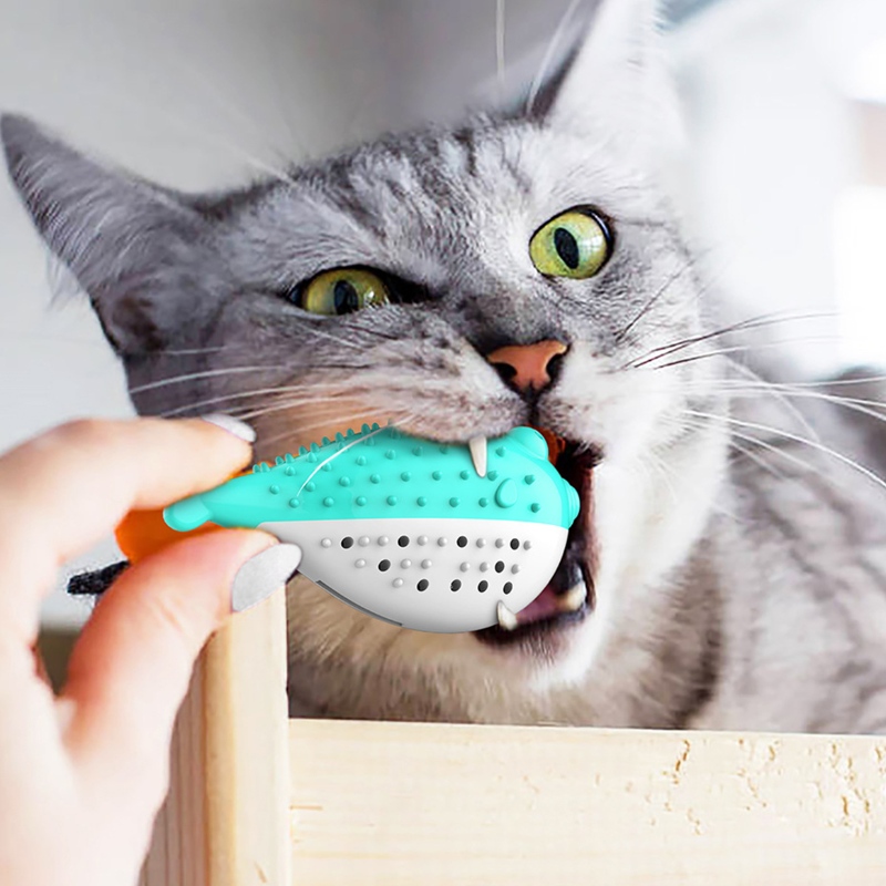 FURJOYZ ขายส่งตลกของเล่นสัตว์เลี้ยงแปรงสีฟันของเล่นแบบโต้ตอบแบบพกพาแมวอัจฉริยะสะอาดฟันยาง Catnip แมวของเล่น