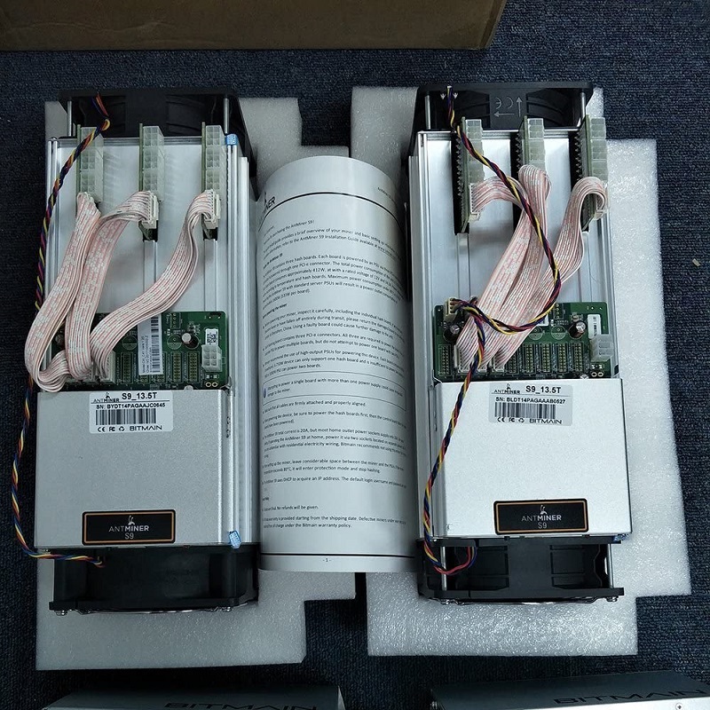 Bitcoin Miner Generic Antminer S9 13.5T 13500GH/S, 0.098 J/GH ประสิทธิภาพการใช้พลังงาน, 13.5th/s bitmain s9 16nm 1372w BM1387, พร้อมแหล่งจ่ายไฟ