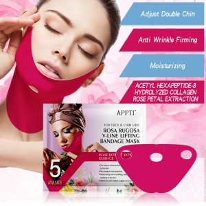 Appti Rose Rugosa V-Line ยกผ้าพันแผลหน้ากากใบหน้าลดความอ้วนสายความงามคางคู่ลดไฮโดรเจลใบหน้าหน้ากากเพื่อยกคางและกระชับผิว