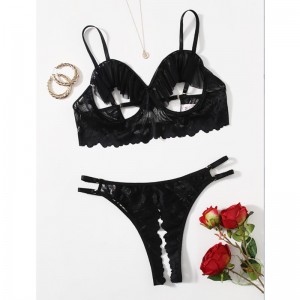 ใหม่ร้อนแฟชั่นสีดำกลวงออกลูกไม้ตาข่ายผู้หญิงชุดมินิเซ็กซี่ Lingeri
