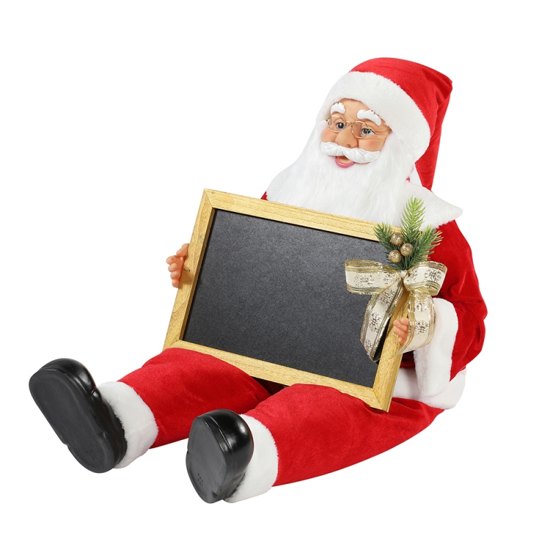 60/80cm คริสต์มาสนั่ง Santa Claus กับ Blackboad วันหยุดดนตรีเครื่องประดับตกแต่งหุ่นคอลเลกชันแบบดั้งเดิมคริสต์มาส