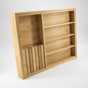 ชุดเก็บลิ้นชักช้อนส้อมไม้ไผ่ธรรมชาติที่ขยายได้