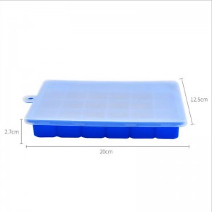 BPA ฟรี 15-cavities ซิลิโคนพร้อมฝาครอบน้ำแข็งแม่พิมพ์รูปสี่เหลี่ยมจัตุรัส Silicone น้ำแข็งแม่พิมพ์น้ำแข็งลูกบาศก์น้ำแข็ง