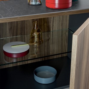 Nordic Modern Walnut Wood Sideboard ตู้ไม้ตู้ทีวีห้องนั่งเล่น