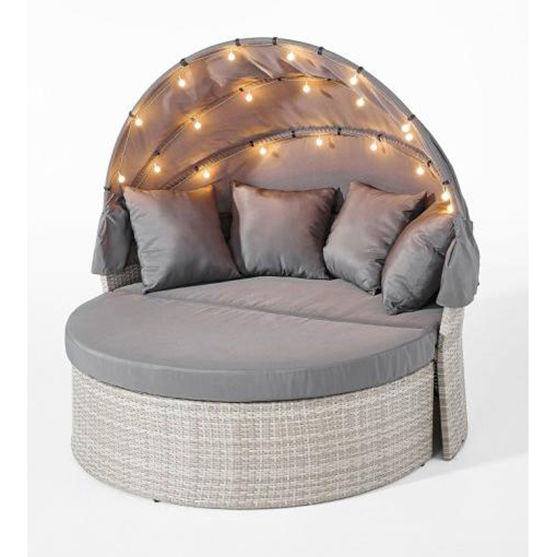 Steel&Wicker Sunbed Set พร้อมไฟ