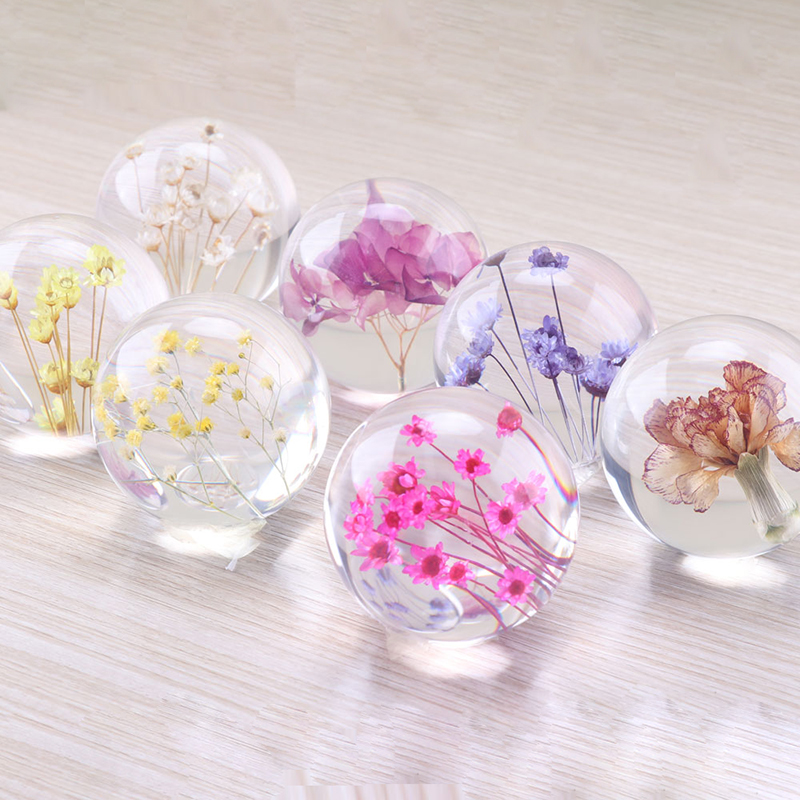 Custom 3d 7cm 8cm 9cm Resin Orb Flower Natural Flower Plant