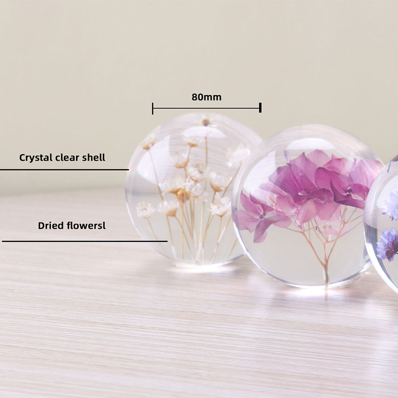 Custom 3d 7cm 8cm 9cm Resin Orb Flower Natural Flower Plant