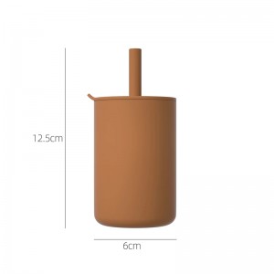 ถ้วยรั่วไหลกันน้ำพร้อมฟางซิลิโคนสำหรับการให้อาหารทารก