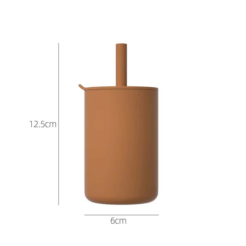 ถ้วยรั่วไหลกันน้ำพร้อมฟางซิลิโคนสำหรับการให้อาหารทารก