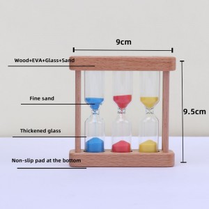 โรงงานสามารถปรับแต่งได้ 3 ใน 1 นาฬิกาทรายแก้วจับเวลาสำหรับครัวทำอาหารในห้องครัวไม้ยุโรปสร้างสรรค์โลหะหมุนนาฬิกานาฬิกาทราย