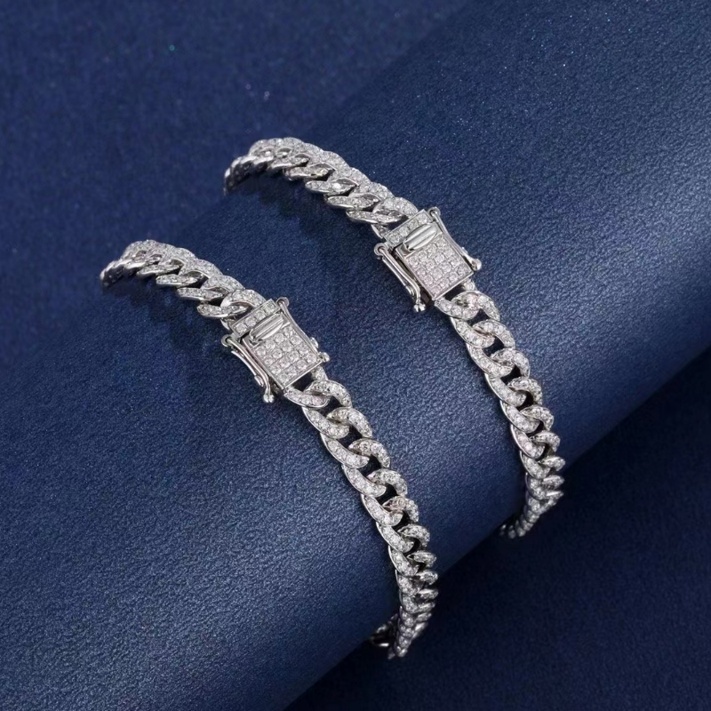 Tuochen Jewelry 18K/14K/10K กำไลคิวบาทองคำกับเพชร/moissanite หินสำหรับผู้ชาย