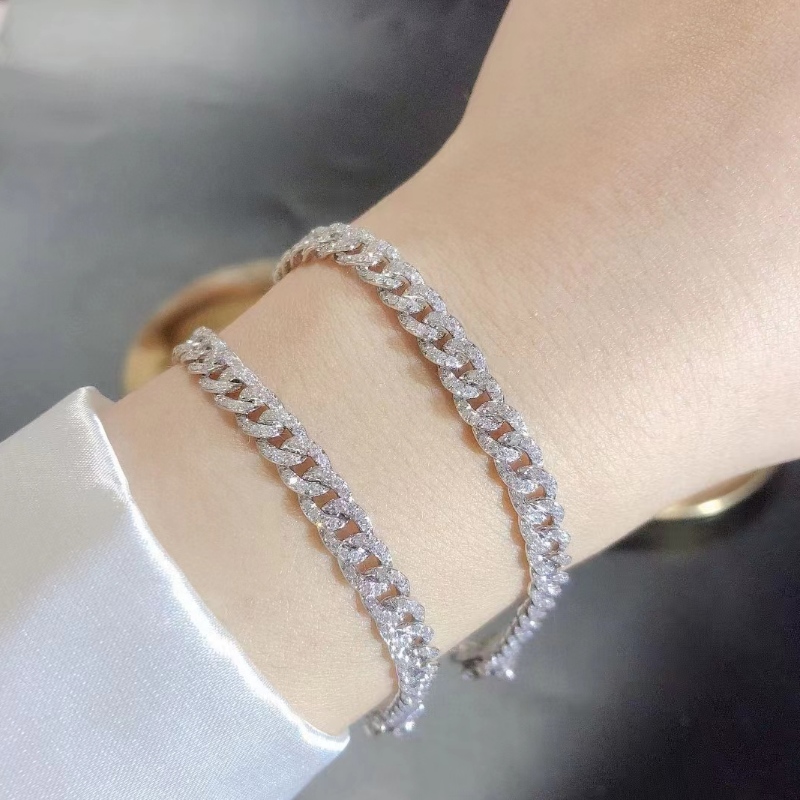 Tuochen Jewelry 18K/14K/10K กำไลคิวบาทองคำกับเพชร/moissanite หินสำหรับผู้ชาย
