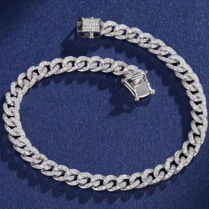 Tuochen Jewelry 18K/14K/10K กำไลคิวบาทองคำกับเพชร/moissanite หินสำหรับผู้ชาย