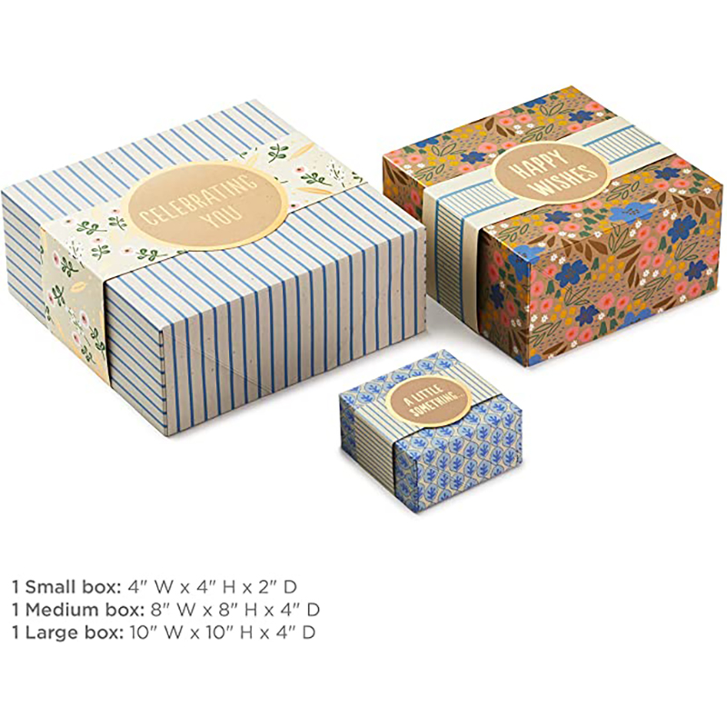 กล่องของขวัญ Hallmark ที่มีวงห่อขนาดสารพัน (3 แพ็ค: ดอกไม้และลายเส้นน่ารัก) สำหรับวันเกิด, อาบน้ำเจ้าสาว, วันแม่ \\\\\\ ของเพื่อนที่ดีที่สุด