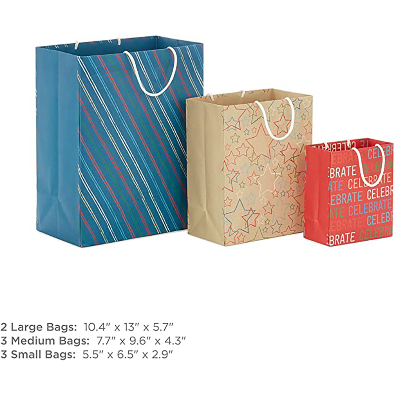 Hallmark Recyclable Gift Systertment (8 ถุง: 3 ขนาดเล็ก 6 \\ \