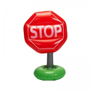 ผู้ผลิต PVC ที่กำหนดเองสัญญาณการจราจรที่พองได้พัดติดกันบนถนนสามเหลี่ยมป้ายถนนเตือนสัญญาณ PVC ของเล่น PVC