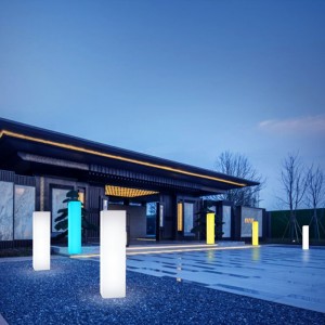 งานเทศกาลแสงกันน้ำกลางแจ้งงานแต่งงานงานแต่งงาน LED โคมไฟพื้นตกแต่งสีรุ้งโคมไฟสแควร์คอลัมน์