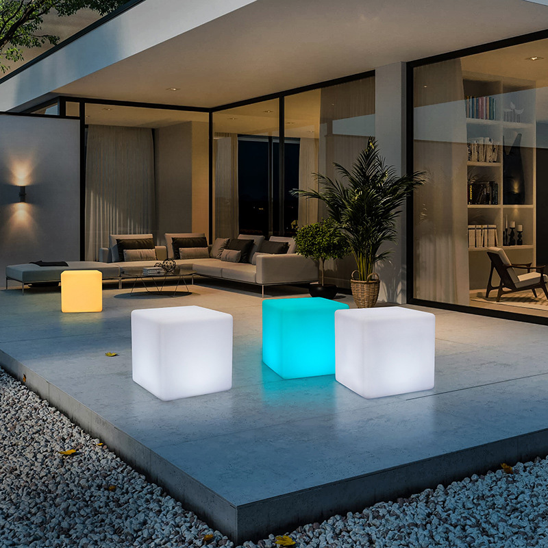 LED Luminous Cube Light Creative Outdoor Waterproof Stool KTV Square Chair Bar Stool Stool Concert สำหรับรูปแบบบรรยากาศของกิจกรรม