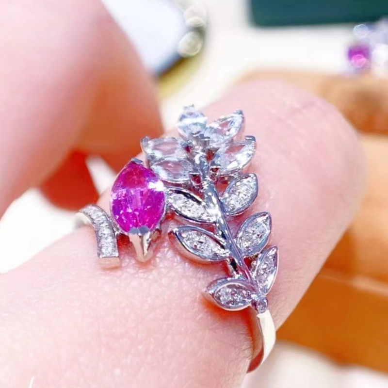 Tuochen Jewelry 18K Gold สไตล์ใหม่ Marquis Diamond Leaf Ring