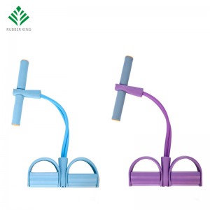 ยืดหยุ่นนั่งดึงเชือกแบบฝึกหัดช่องท้อง, 4 หลอดยืดหยุ่นนั่งดึงเชือกพร้อมเหยียบเท้าออกกำลัง