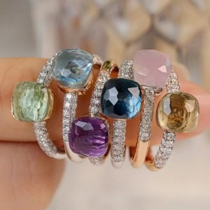 18K/14k/10k/9k ทองคำกับแหวนหินสีธรรมชาติ