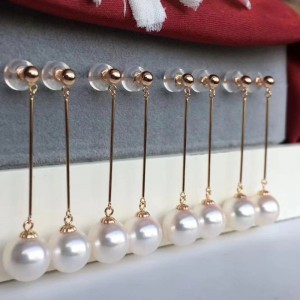 18k/14k/10k/9k gold pearl ต่างหูพร้อมจัดส่ง