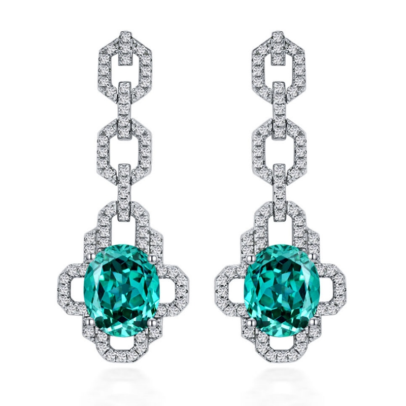 Tuochen Jewelry Custom Sterling Silver 925 พร้อมต่างหูหินเพชรคาร์บอนสูง