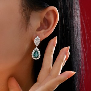 Paraiba น้ำแข็งสังเคราะห์ตัดต่างหูสตั๊ดเพชรคาร์บอนสูง