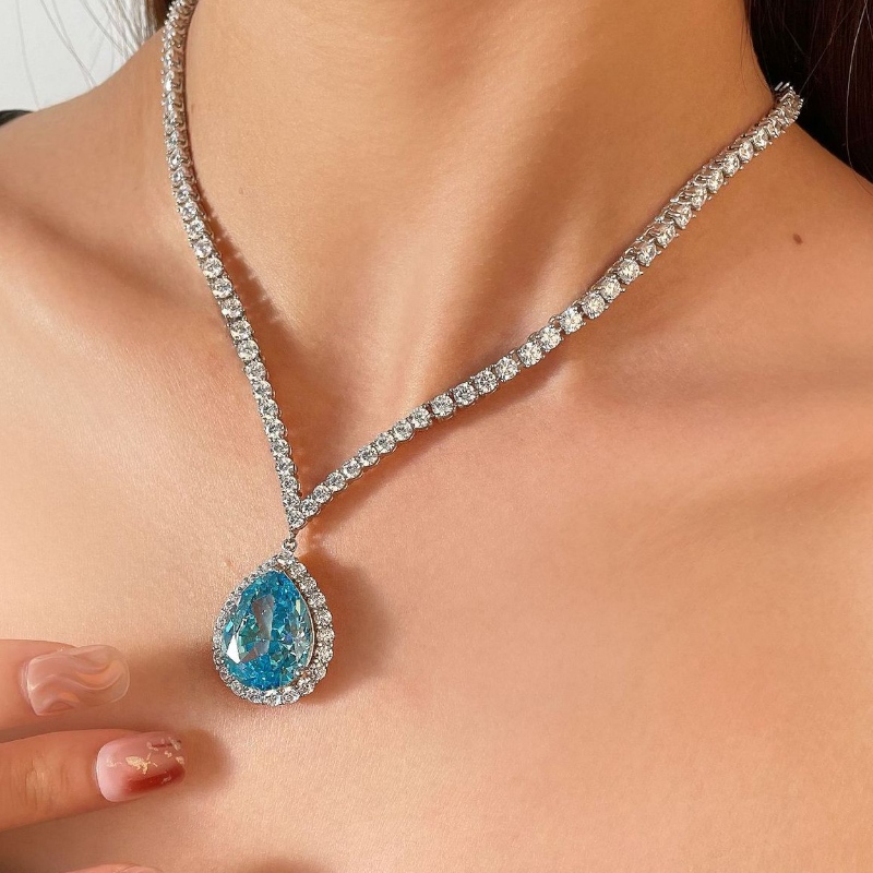 Heart of the Ocean Pendant 40ct Luxury Flash สร้อยคอเพชรเต็มรูปแบบ