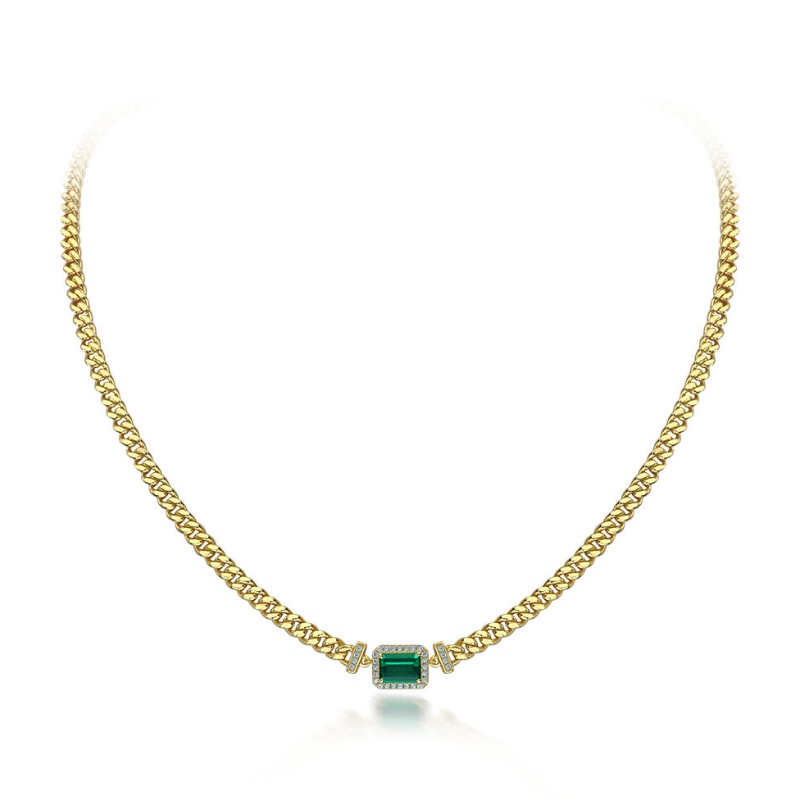 2022 ใหม่ 1CT ที่เพาะปลูก Emerald Pendant 925 สร้อยคอแบบง่ายปรับเงินได้