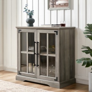 ห้องรับประทานอาหารห้องครัวห้องนั่งเล่นตู้เก็บบุฟเฟ่ต์บุฟเฟ่ต์, 32 นิ้ว, 2 ประตูสองชั้นชั้นวางแบบร่วมสมัยสไตล์ร่วมสมัย