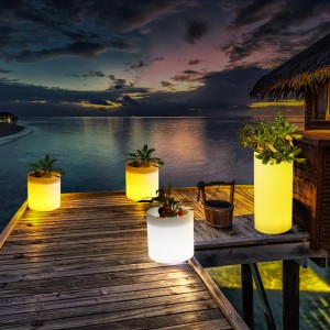 สวนกลางแจ้ง LED LED Lighted Flower Pots, RGB เปลี่ยนสีพลาสติก LED กระถางดอกไม้ส่องสว่างสำหรับงานแต่งงานงานปาร์ตี้จัดงานโรงแรมการตกแต่งพิธี...