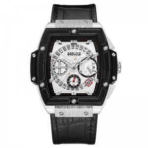 Baogela Brand Fashion Mens Sports กันน้ำข้อมือปฏิทิน Watch Square Square Multifunction Band Mens Watch 1703 Rose Black