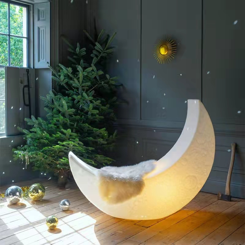 ปาร์ตี้นำเก้าอี้แกว่งส่องสว่างกลางแจ้ง/indoor พลาสติกดวงจันทร์โคมไฟ Luminous LED LED Moon เก้าอี้โยก