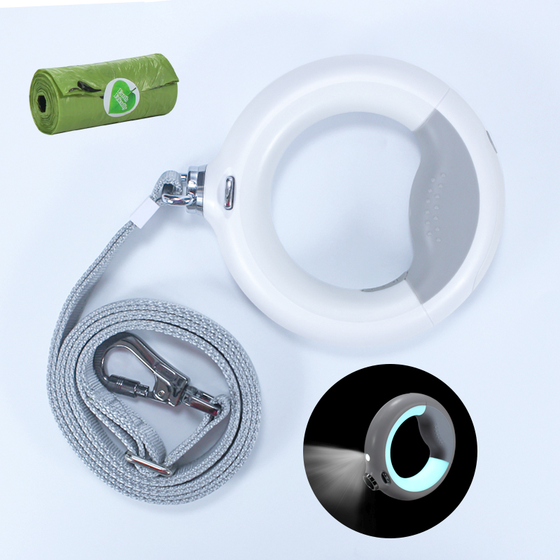ยุ่งยากในการทำงานหนัก LED Dog LED LED LESH ในตัวกระเป๋าเซ่อในตัวเดินสายจูง 360 มือที่จับป้องกันการลื่นสำหรับสุนัขขนาดเล็กขนาดเล็ก&สุนัขตัวใหญ่ขนาดเล็ก \
