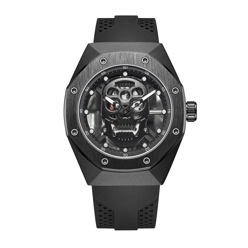 Baogela Skeleton เฝ้าดูผู้ชายโพรงออกมาจาก Waterproof Wristwatch Skull Dial Sports Military Watch Man Relogios Masculino 1902