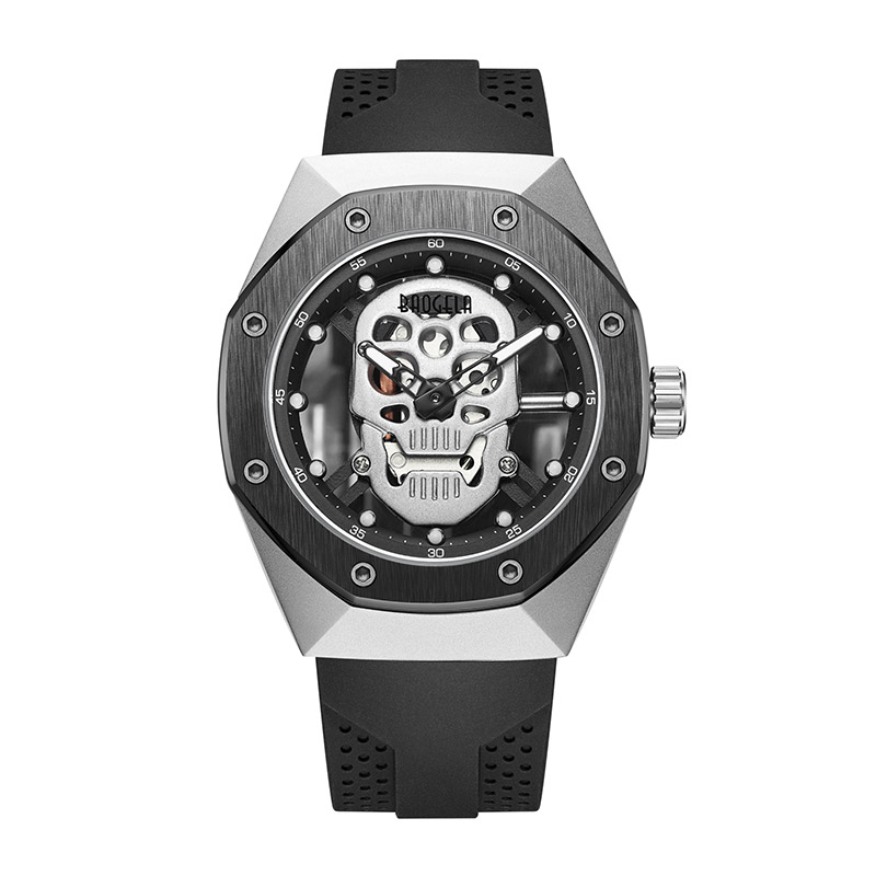 Baogela Skeleton เฝ้าดูผู้ชายโพรงออกมาจาก Waterproof Wristwatch Skull Dial Sports Military Watch Man Relogios Masculino 1902