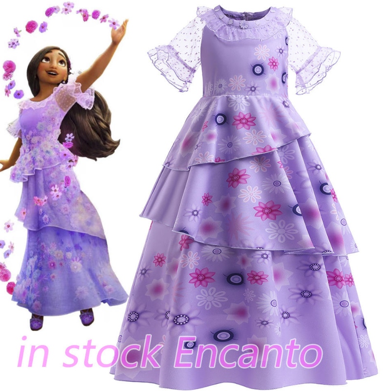 Carnival Encanto Isabella TV Movie Cosplay Girls แขนสั้นดอกไม้ ruffles เจ้าหญิงปาร์ตี้เสื้อผ้าชุดแต่งกาย