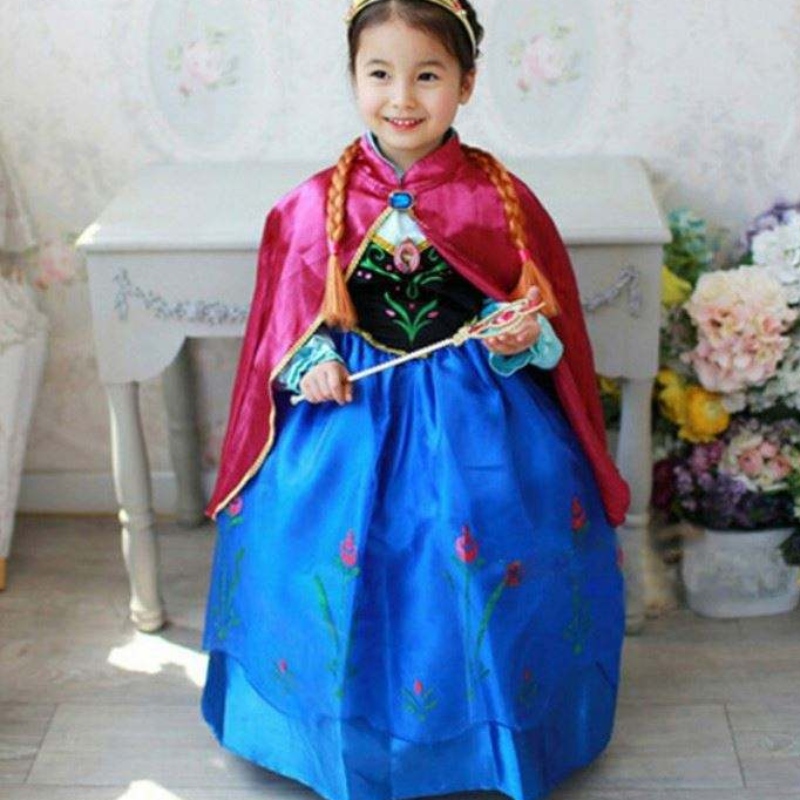 Baige เด็กใหม่ชุดแฟนซี Elsa Anna Long Puffy Halloween Party Dress พร้อม Cape Bxdcpf