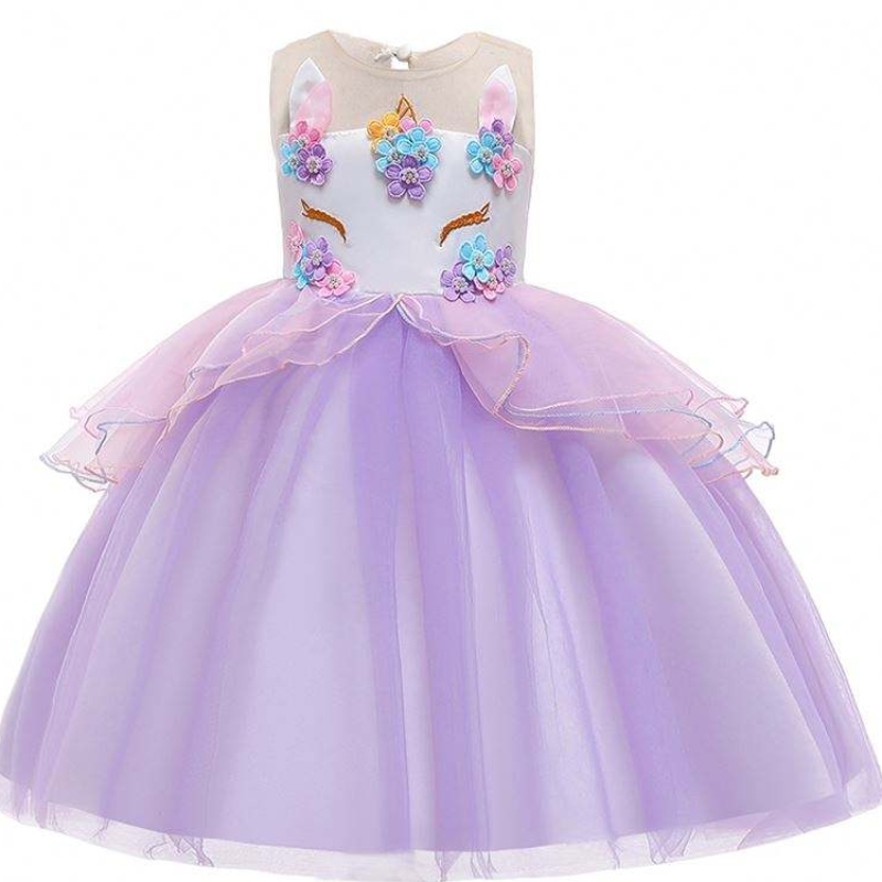 Wholesale Baby Cloth Kids Unicorn Ball Gown Frock Design Girl Party Party DJS006