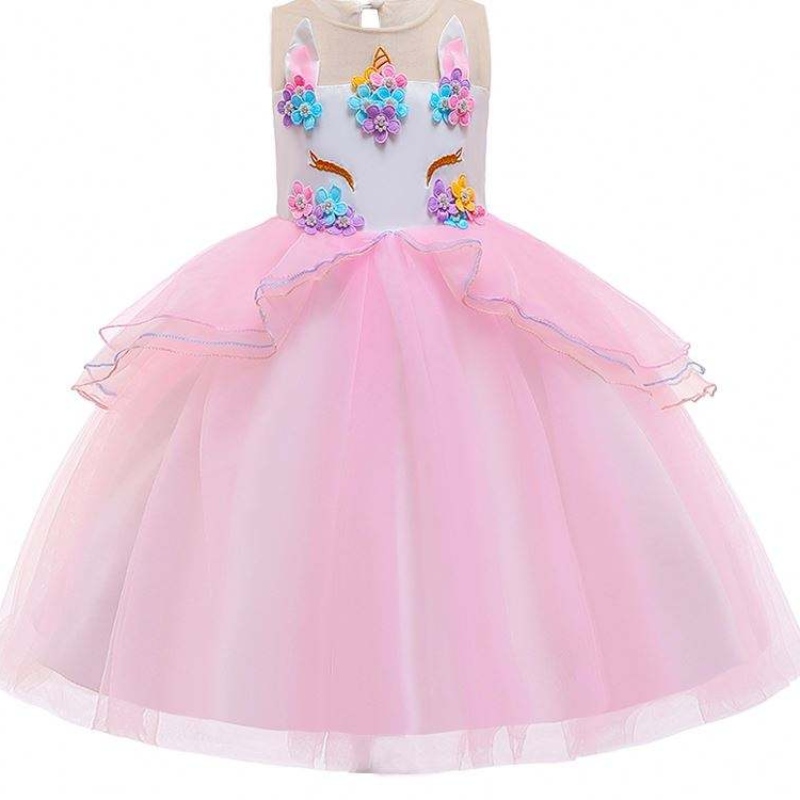 Wholesale Baby Cloth Kids Unicorn Ball Gown Frock Design Girl Party Party DJS006